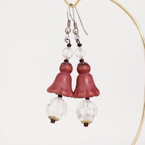 Elegant Southern Bells Lampwork With AB Faceted Crystal Dangly Earrings
